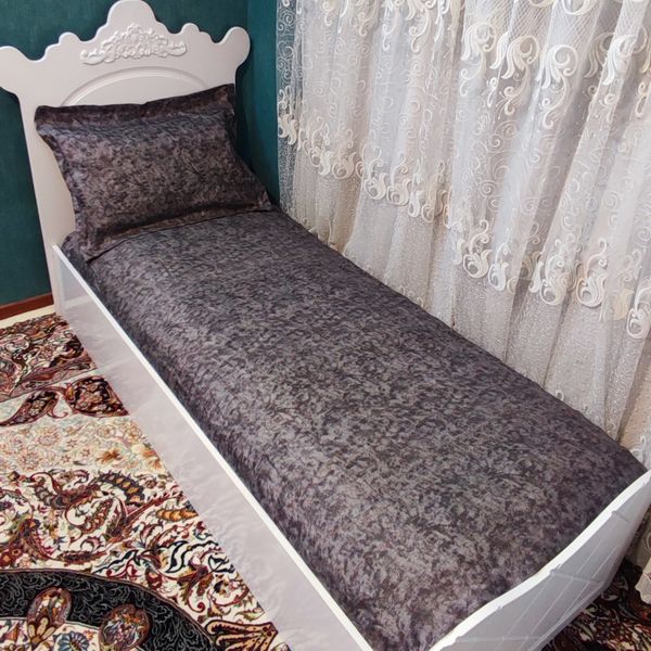 نیم ست روتختی یک نفره دوتکه پتینه طوسی