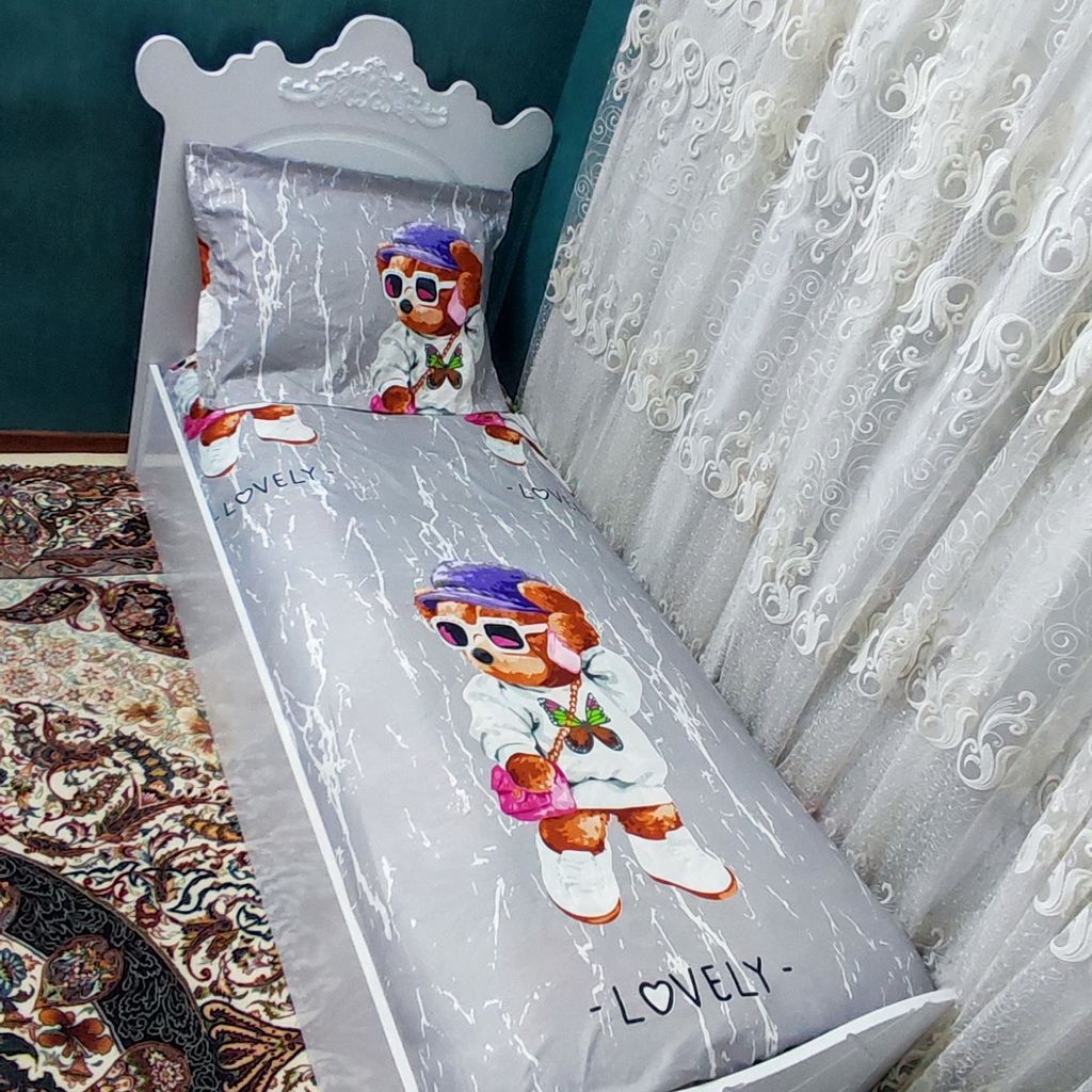خرید انلاین ملحفه دورکش تخت تک نفره طرح تدی دخترانه