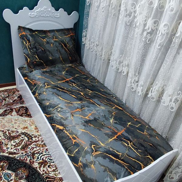 نیم ست روتختی کشدار طرح ماربل تیره تخت یک نفره