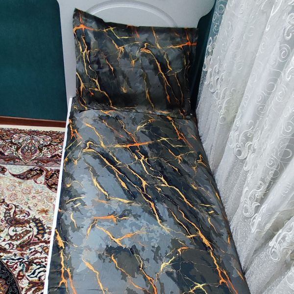 نیم ست روتختی کشدار طرح ماربل تیره تخت یک نفره