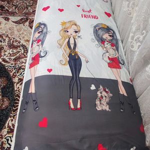 خرید انلاین روتختی کشدار تخت تک نفره طرح باربی سفید 