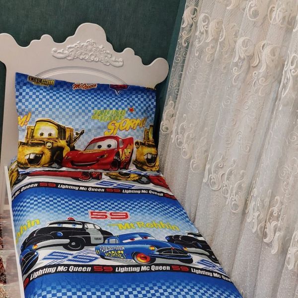 ملحفه دورکش عروسکی طرح مک کویین ماشین ها