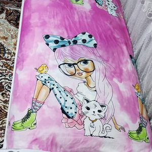 قیمت ارزان ملحفه کشدوزی تخت تک نفره طرح دخترانه صورتی
