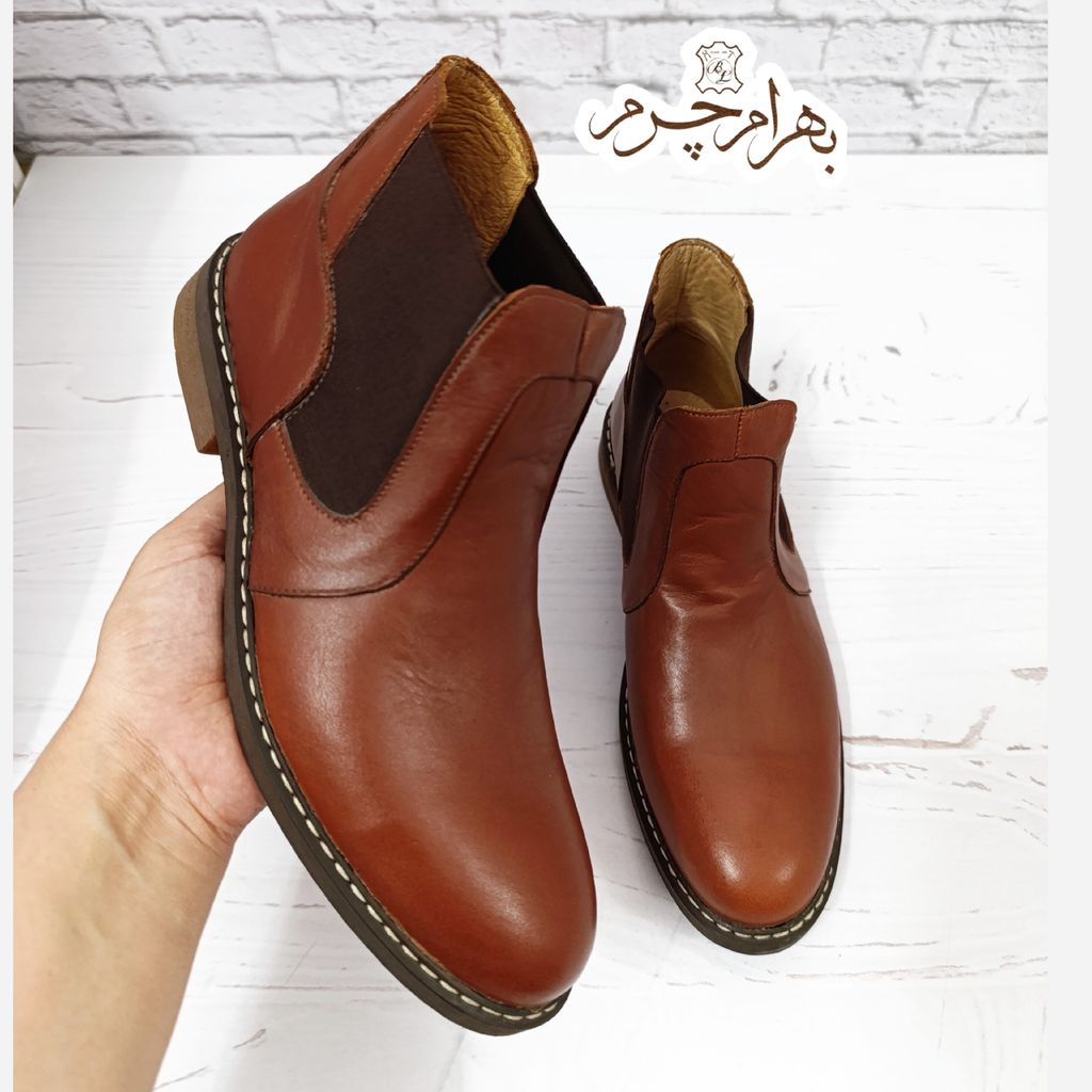 فروش اینترنتی نیم بوت مردانه چرم طبیعی مدل فیلیکس حراج تک سایز 