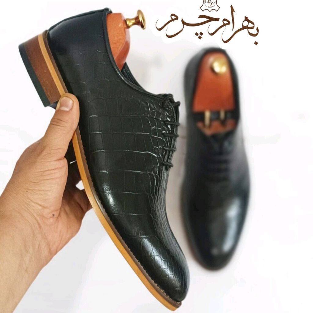 قیمت کفش مردانه مجلسی چرم طبیعی مدل جردن کروکودیلی مشکی