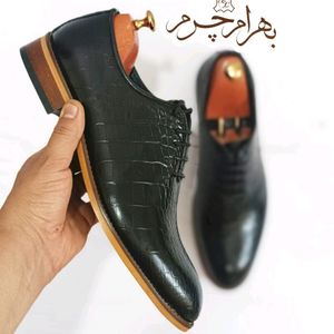 قیمت کفش مردانه مجلسی چرم طبیعی مدل جردن کروکودیلی مشکی