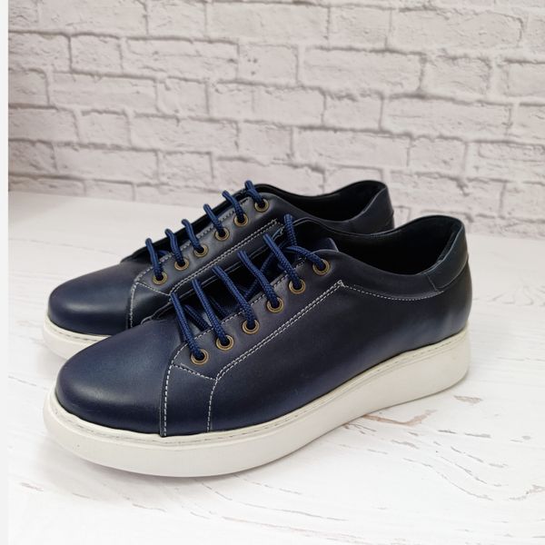 کفش مردانه ونس شیک چرم طبیعی دست دوز مدل تونی سرمه ای