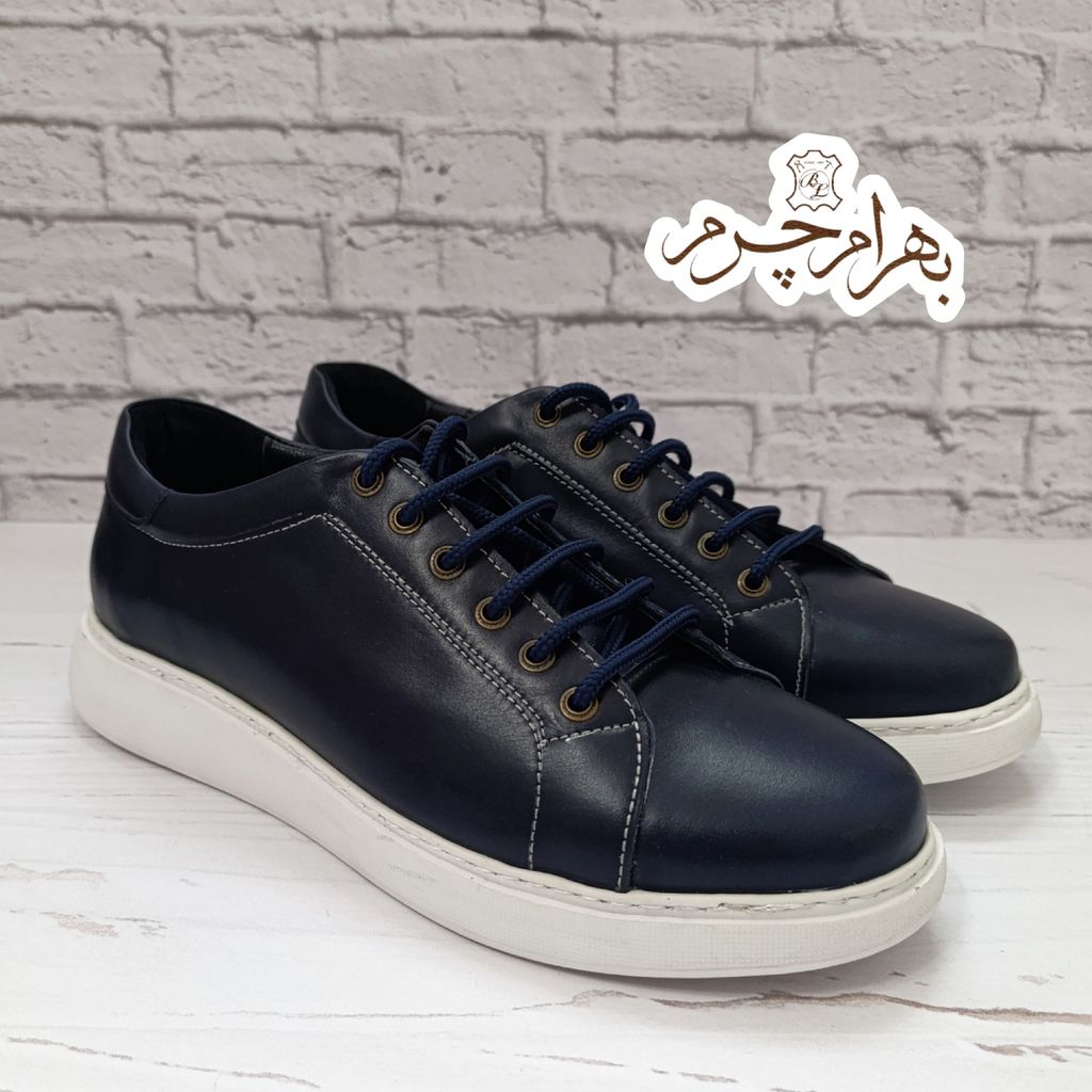 قیمت کفش مردانه ونس شیک چرم طبیعی دست دوز مدل تونی سرمه ای 