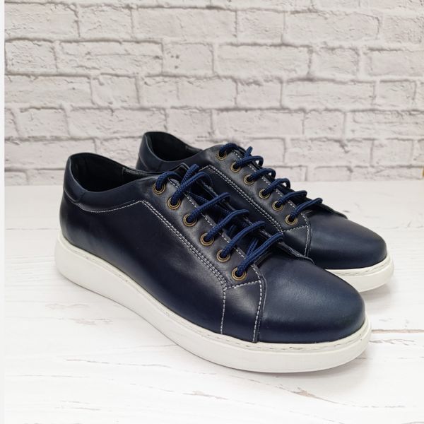 کفش مردانه ونس شیک چرم طبیعی دست دوز مدل تونی سرمه ای