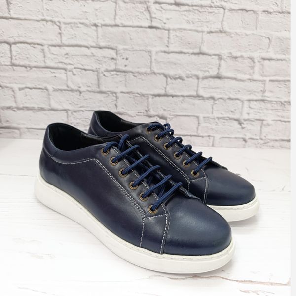 کفش مردانه ونس شیک چرم طبیعی دست دوز مدل تونی سرمه ای