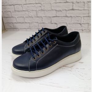 خرید انلاین کفش مردانه ونس شیک چرم طبیعی دست دوز مدل تونی سرمه ای 