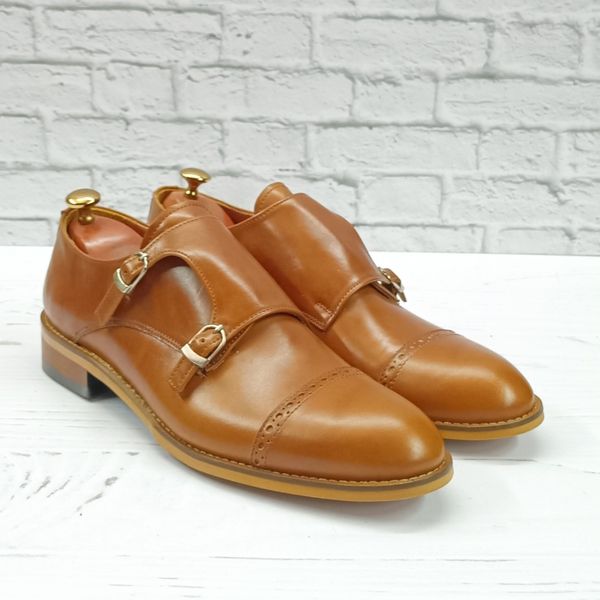 کفش مردانه مجلسی چرم طبیعی مدل آلفردو عسلی