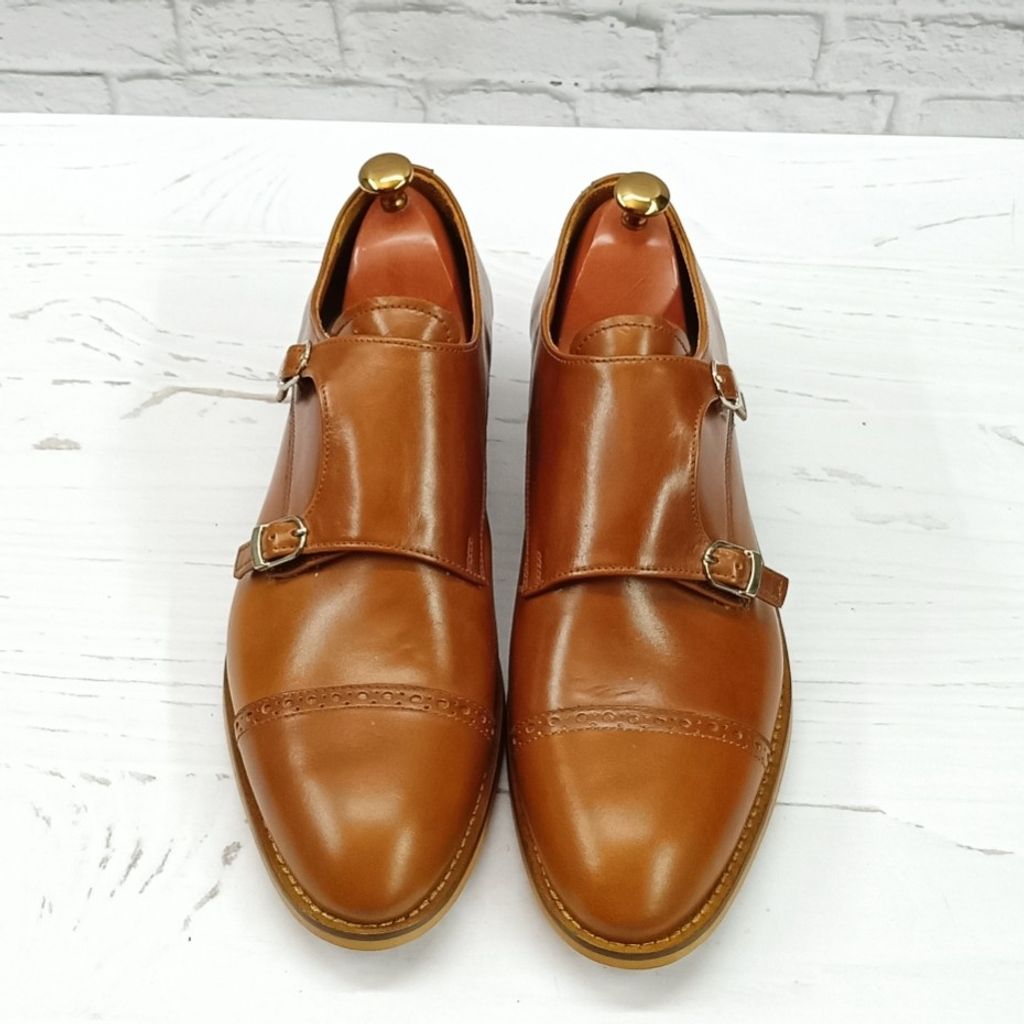 قیمت ارزان کفش مردانه مجلسی چرم طبیعی مدل آلفردو عسلی 