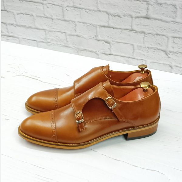 کفش مردانه مجلسی چرم طبیعی مدل آلفردو عسلی