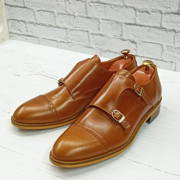 کفش مردانه مجلسی چرم طبیعی مدل آلفردو عسلی