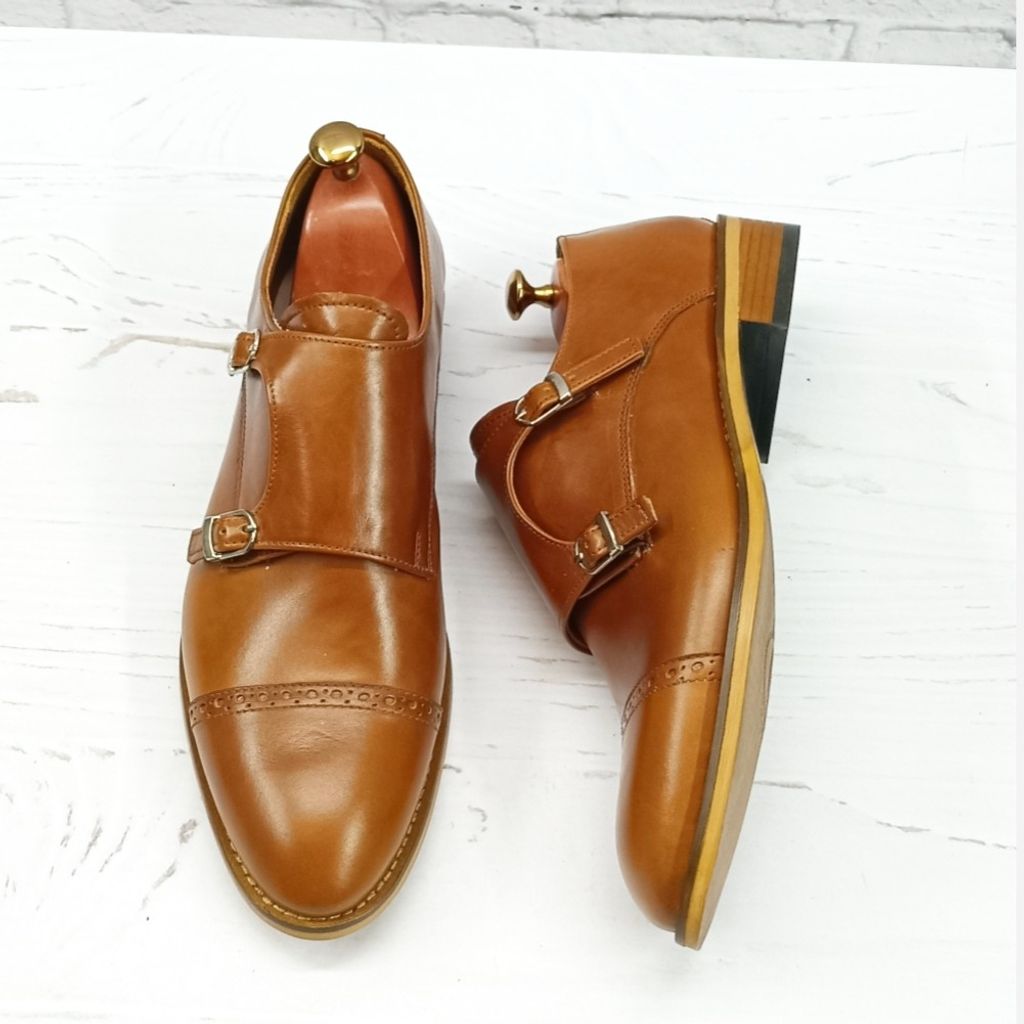 خرید اینترنتی کفش مردانه مجلسی چرم طبیعی مدل آلفردو عسلی 