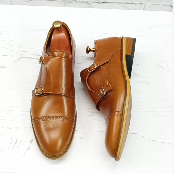 کفش مردانه مجلسی چرم طبیعی مدل آلفردو عسلی