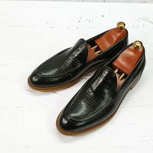 خرید آنلاین کفش مردانه  کالج چرم طبیعی دست دوز کاپری کروکودیلی مشکی