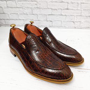 قیمت کفش مردانه کالج چرم طبیعی دست دوز کاپری کروکودیلی قهوه ای