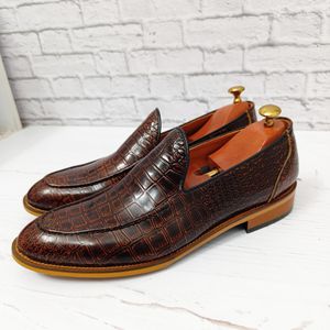 قیمت کفش مردانه کالج چرم طبیعی دست دوز کاپری کروکودیلی قهوه ای