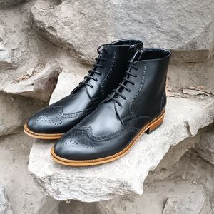 قیمت ارزان نیم بوت مردانه رسمی خاص چرم طبیعی مدل پارامونت مشکی 