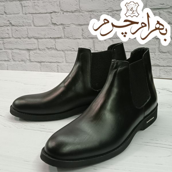 نیم بوت مردانه اسپرت چرم طبیعی چلسی دست دوز مدل کوین 
