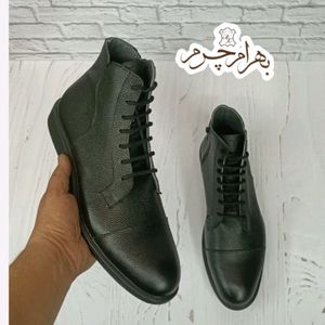 قیمت نیم بوت مردانه اسپرت چرم طبیعی دست دوز مدل فیدل مشکی