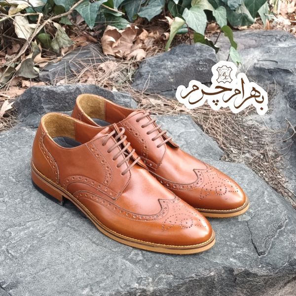 کفش مردانه مجلسی چرم طبیعی مدل ویلسون عسلی
