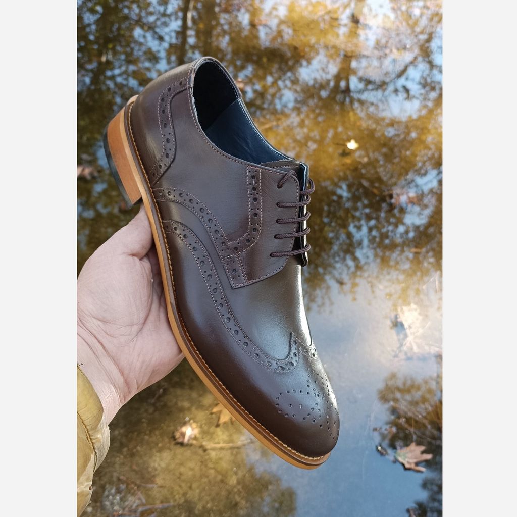 خرید اینترنتی کفش مردانه مجلسی چرم طبیعی ویلسون قهوه ای 