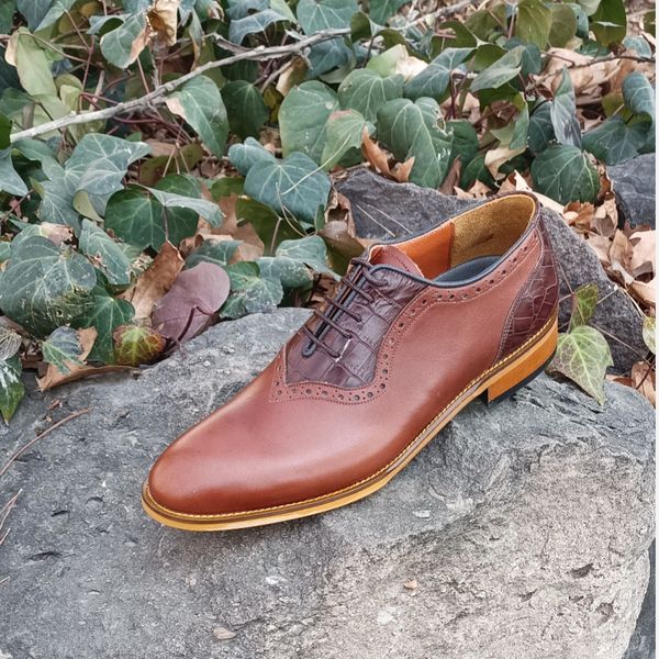 کفش مردانه مجلسی چرم طبیعی دست دوز مدل ژرژ قهوه ای