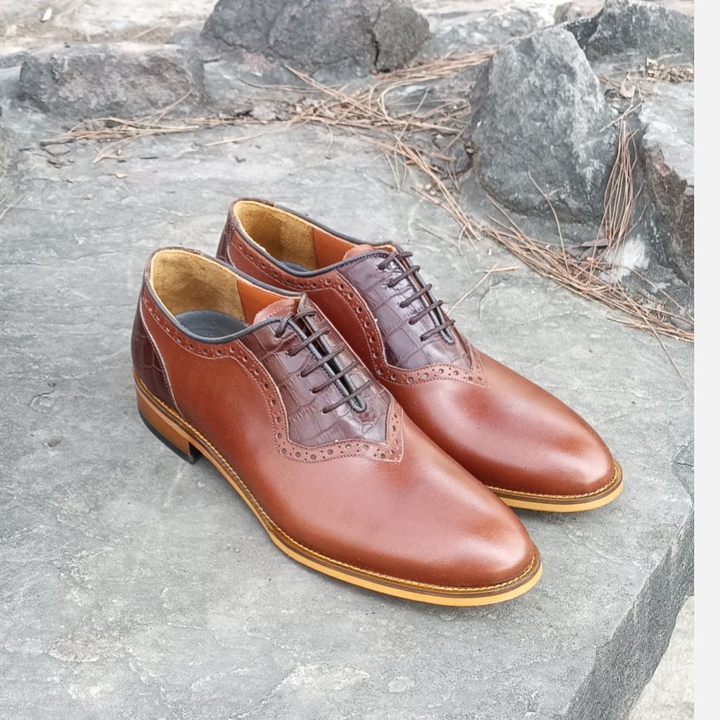 خرید اینترنتی کفش مردانه مجلسی چرم طبیعی دست دوز مدل ژرژ قهوه ای 