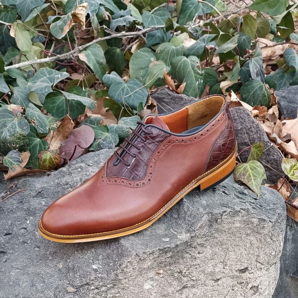 کفش مردانه مجلسی چرم طبیعی دست دوز مدل ژرژ قهوه ای