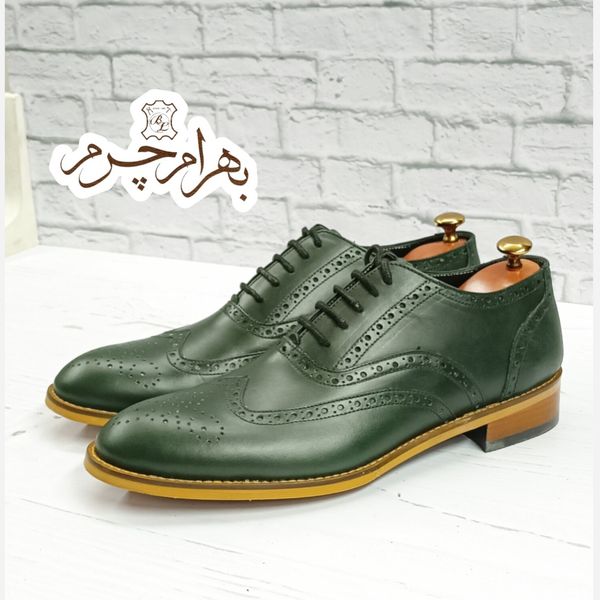 کفش مردانه مجلسی چرم طبیعی مدل نیلسون یشمی