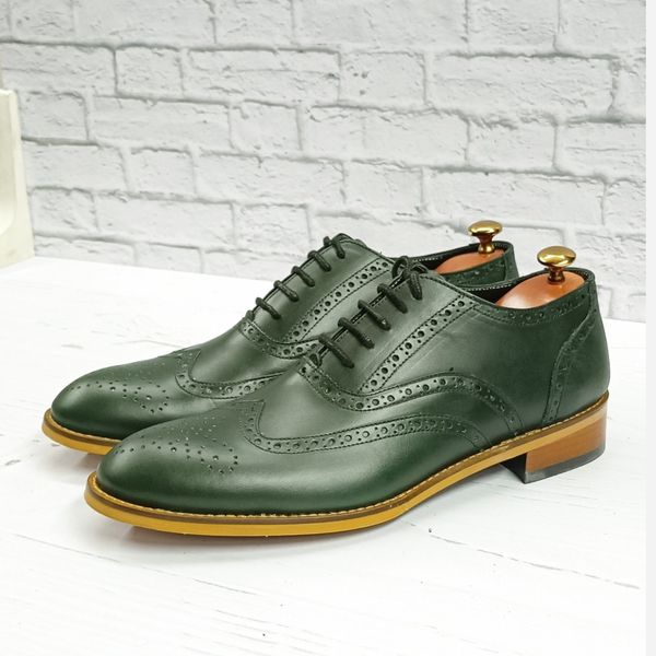 کفش مردانه مجلسی چرم طبیعی مدل نیلسون یشمی