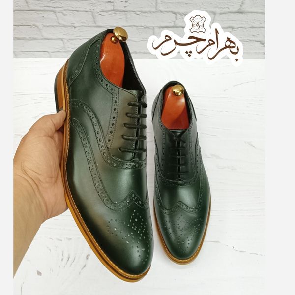 کفش مردانه مجلسی چرم طبیعی مدل نیلسون یشمی