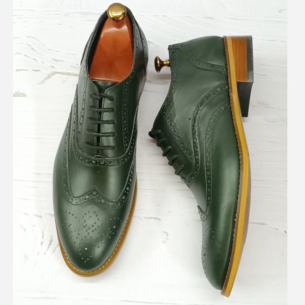 کفش مردانه مجلسی چرم طبیعی مدل نیلسون یشمی