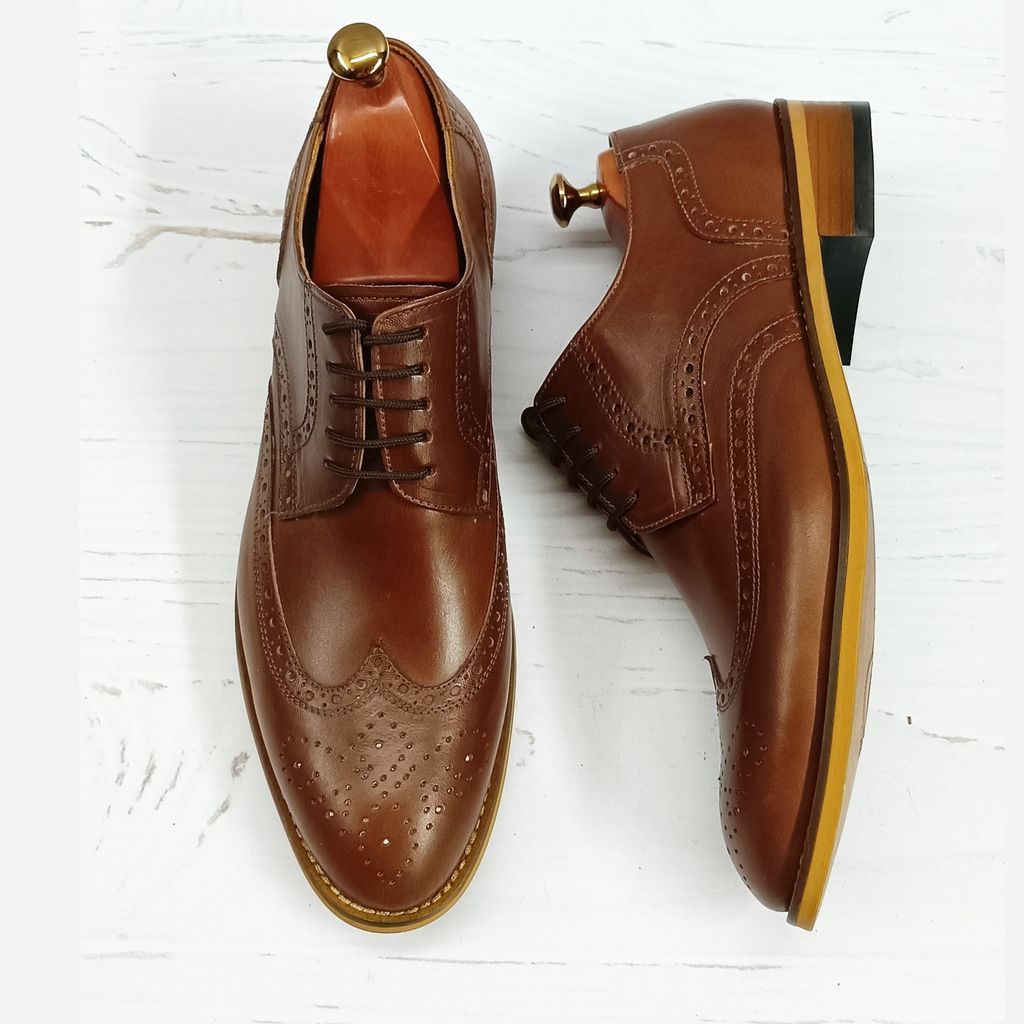 خرید اینترنتی کفش مردانه مجلسی چرم طبیعی مدل ویلسون قهوه ای 