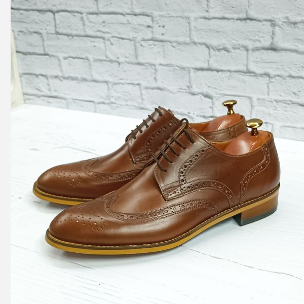 کفش مردانه مجلسی چرم طبیعی مدل ویلسون قهوه ای