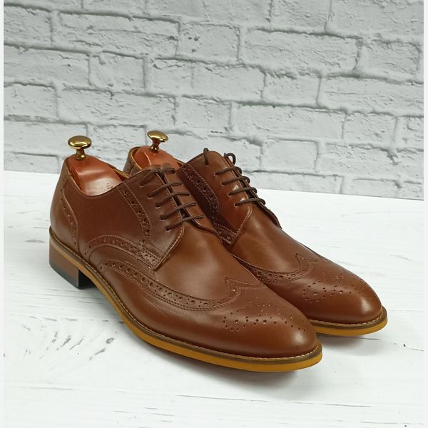 کفش مردانه مجلسی چرم طبیعی مدل ویلسون قهوه ای