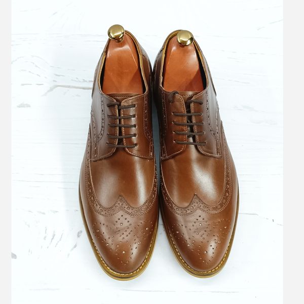 کفش مردانه مجلسی چرم طبیعی مدل ویلسون قهوه ای