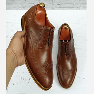 فروش اینترنتی کفش مردانه مجلسی چرم طبیعی مدل ویلسون قهوه ای 
