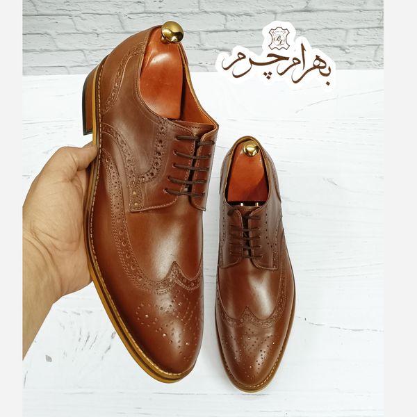 کفش مردانه مجلسی چرم طبیعی مدل ویلسون قهوه ای