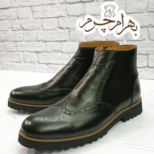 خرید اینترنتی نیم بوت مردانه اسپرت چرم طبیعی مشکی مدل برونو 