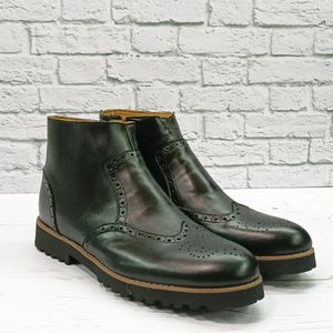 خرید اینترنتی نیم بوت مردانه اسپرت چرم طبیعی مشکی مدل برونو 