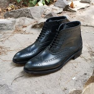 خرید انلاین نیم بوت مردانه چرم طبیعی شیک مدل ریچموند مشکی 