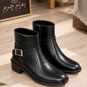 نیم بوت زنانه اسپرت چرم طبیعی مشکی مدل کاترین