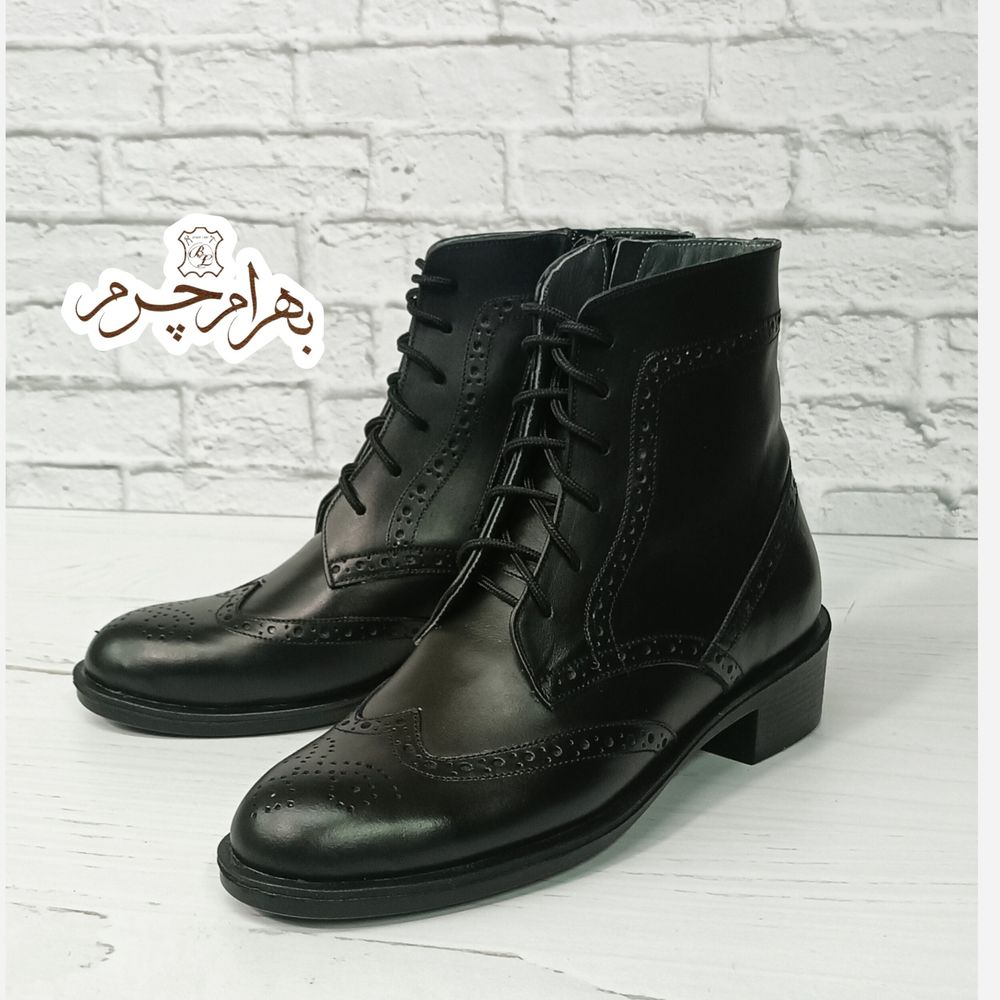 خرید آنلاین نیم بوت زنانه اسپرت چرم طبیعی مدل پارامیس مشکی 
