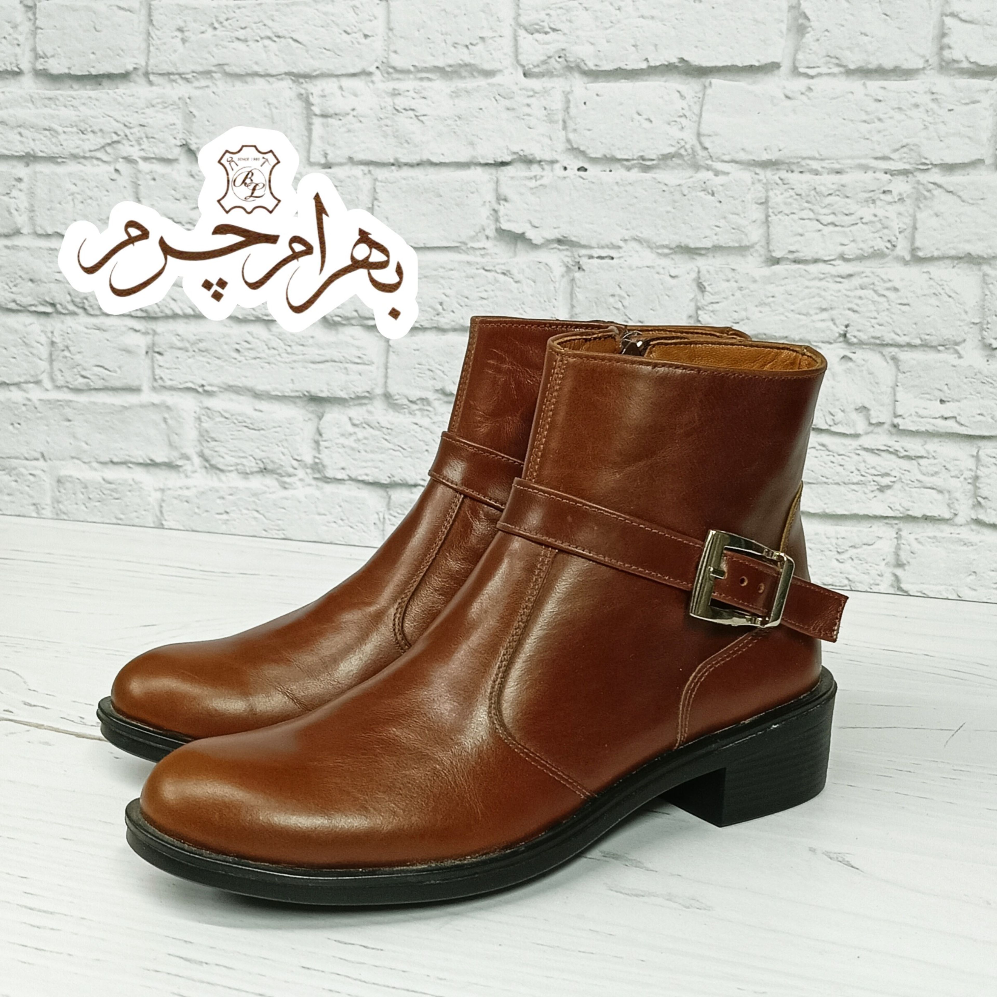خرید آنلاین نیم بوت زنانه اسپرت چرم طبیعی مدل کاترین قهوه ای 