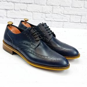 مشخصات کفش مردانه مجلسی چرم طبیعی دست دوز ویلسون سرمه ای