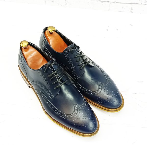 کفش مردانه مجلسی چرم طبیعی دست دوز ویلسون سرمه ای